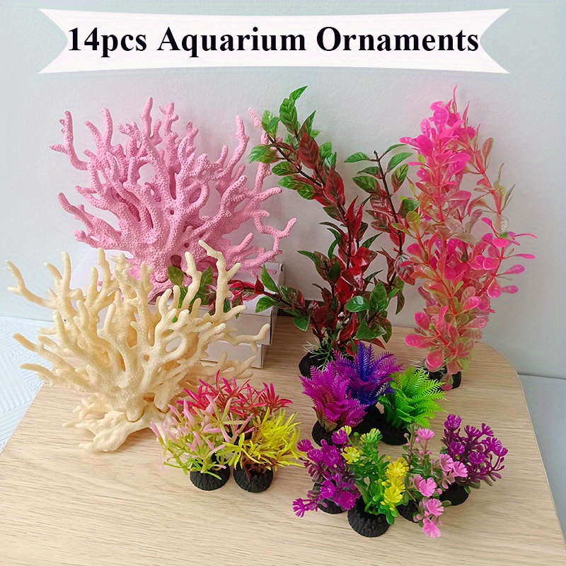 14pcs Aquarium Decorations Artificial Corals Plastic Plants For A Vibrant  Fish Tank, Free Shipping On Items Shipped From Temu