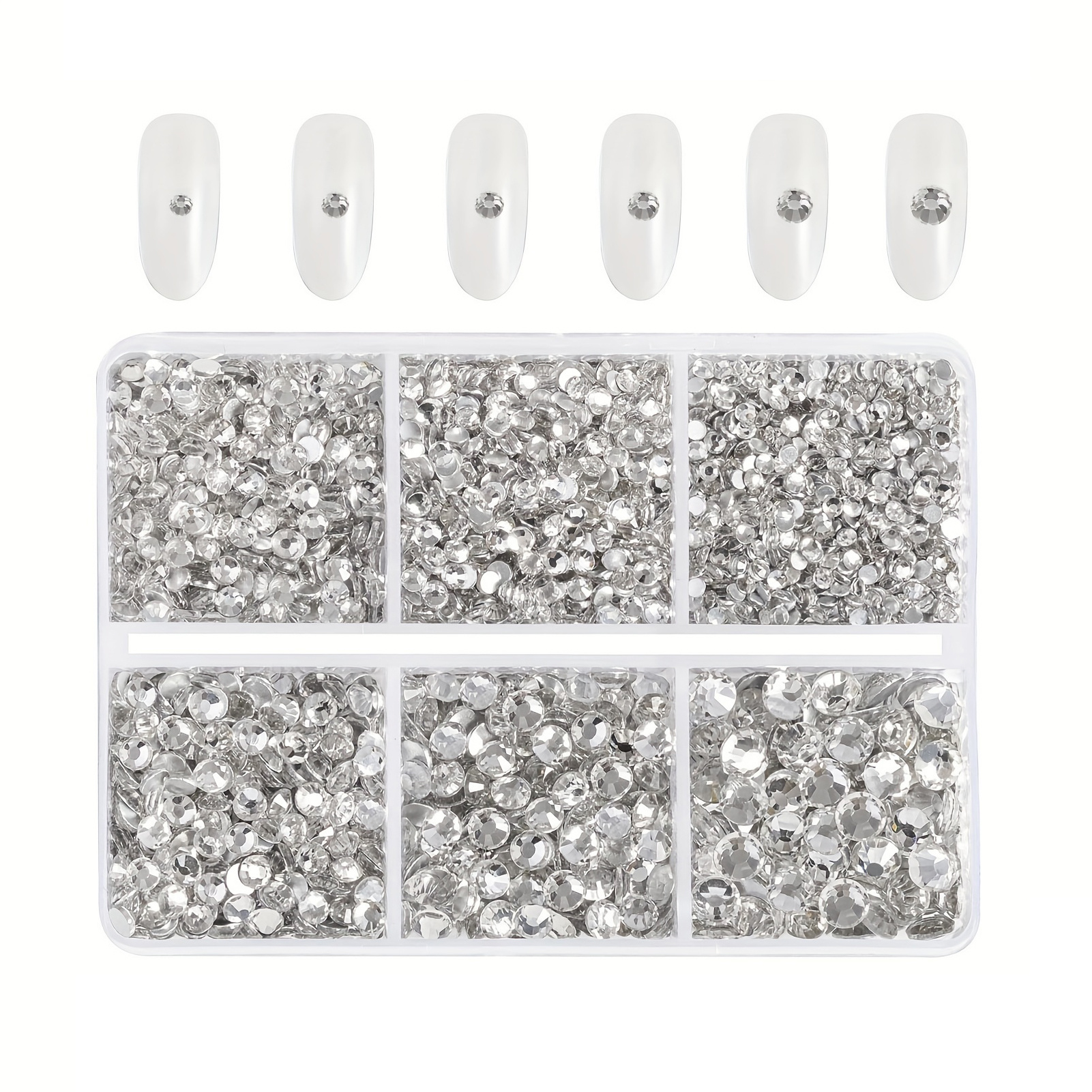 Mixed Sizes 6 Grid Box Crystal AB Glass HotFix Rhinestones For Clothing DIY