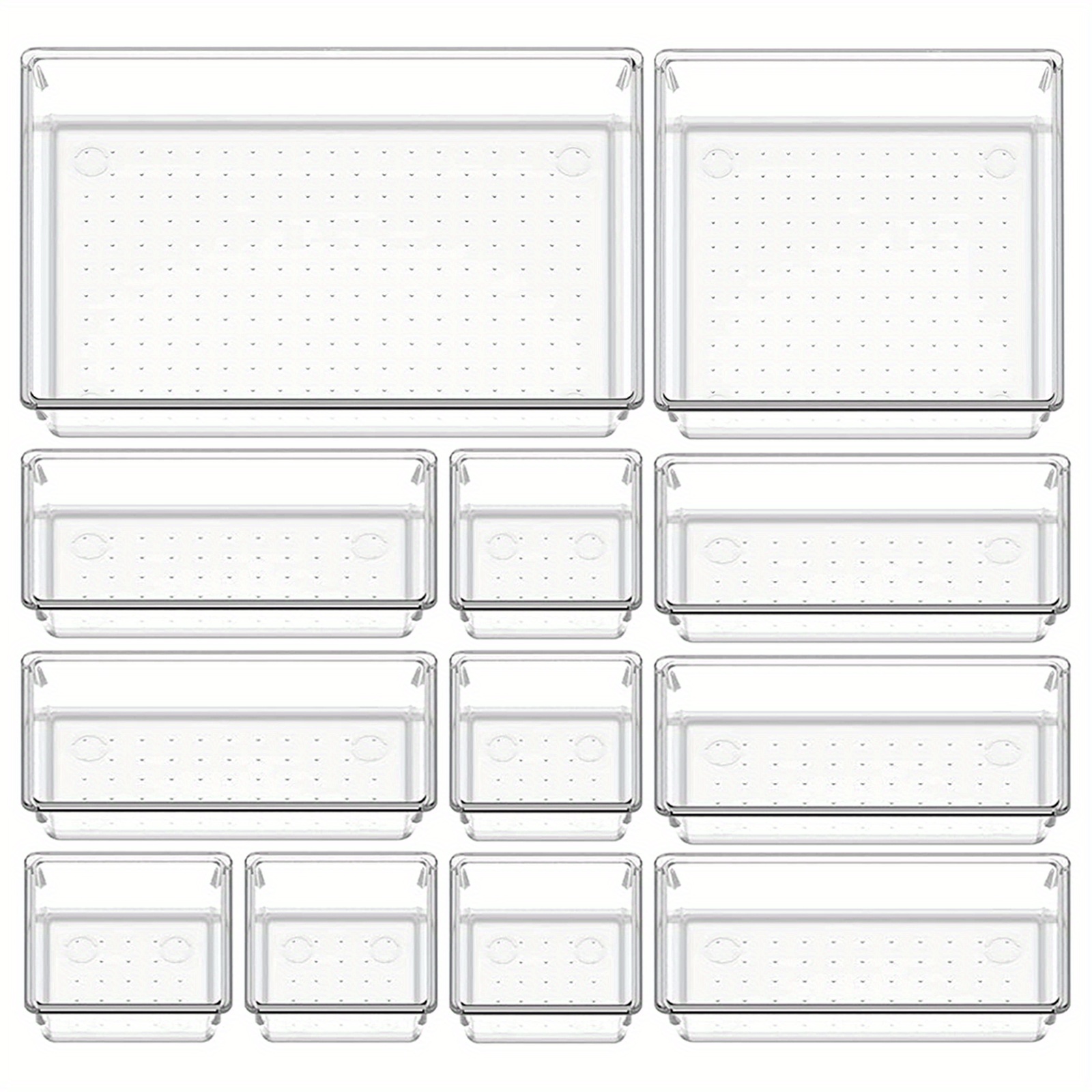 6 Pcs Stackable Clear Drawer Organizer Set, 9x3x2 Rectangle Trays, Narrow  Makeu