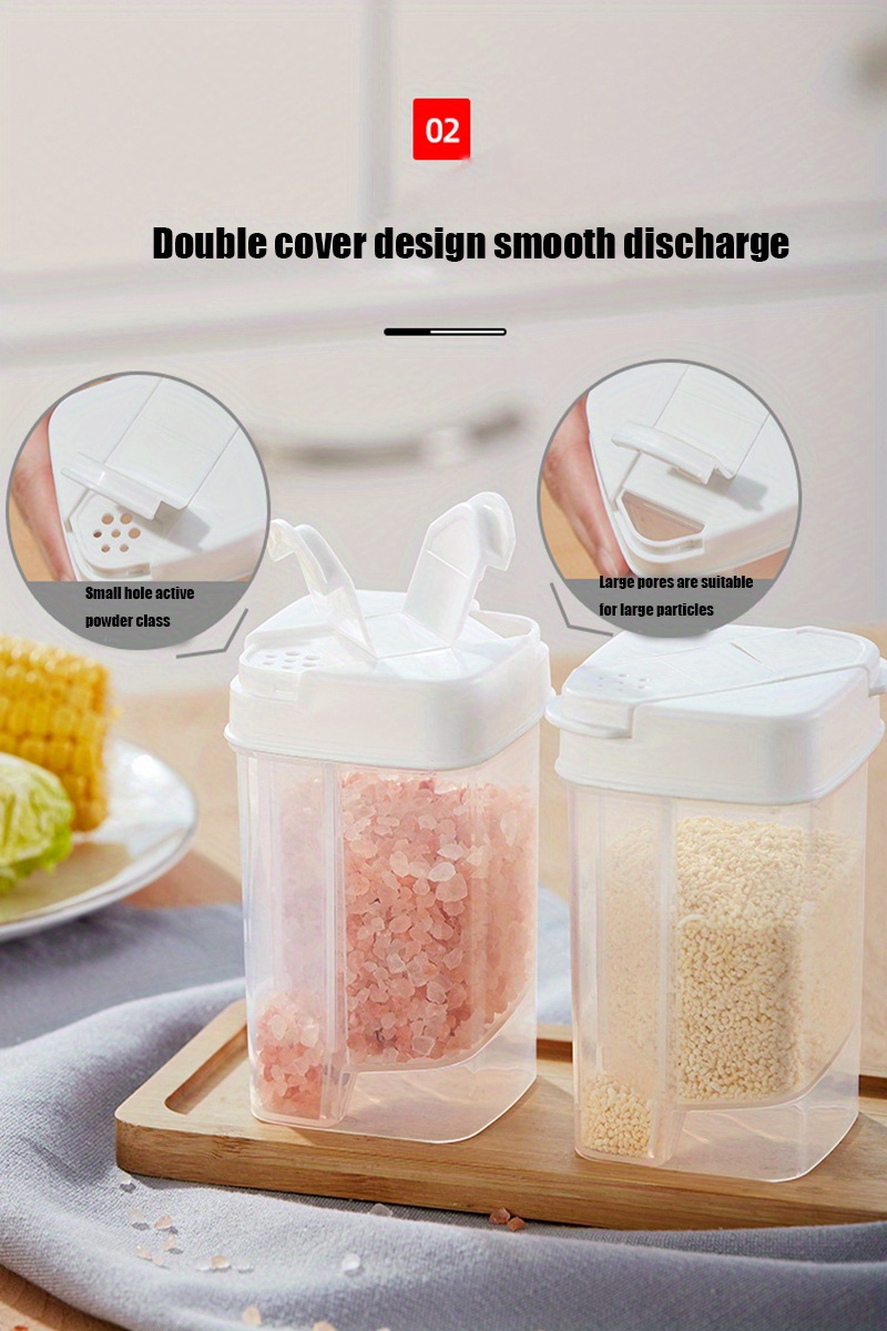 Double Lid Seasoning Jar Seasoning Bottle Salt Storage Box Temu
