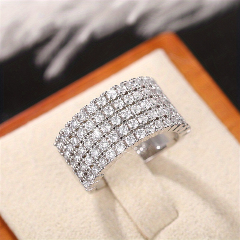 Fashionable And Versatile Five-row Synthetic Cubic Zirconiaia Ring
