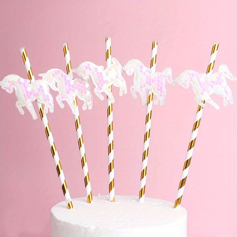 5pcs Unicorn Decor Straw