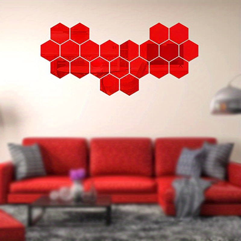 12 Hexagon Mirror Wall Decal Wall Stickers Acrylic Mirror for 