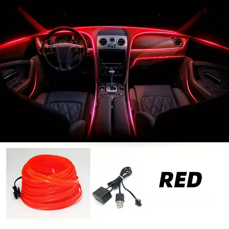 Intérieur de voiture Led Lampe Décorative El Câblage Neon Strip, pour Auto  Diy Fl