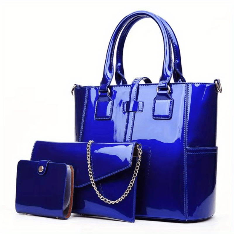  ZiMing Glossy Patent Leather Handbags for Women Top