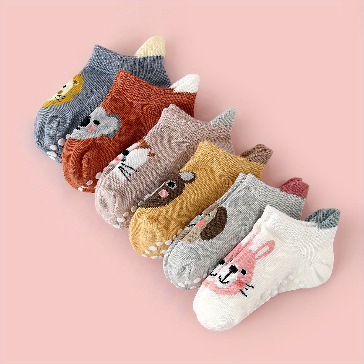 Image of Unisex Cartoon Low-cut Indoor Floor Socks For And Trampoline, Socks, 6 Pairs