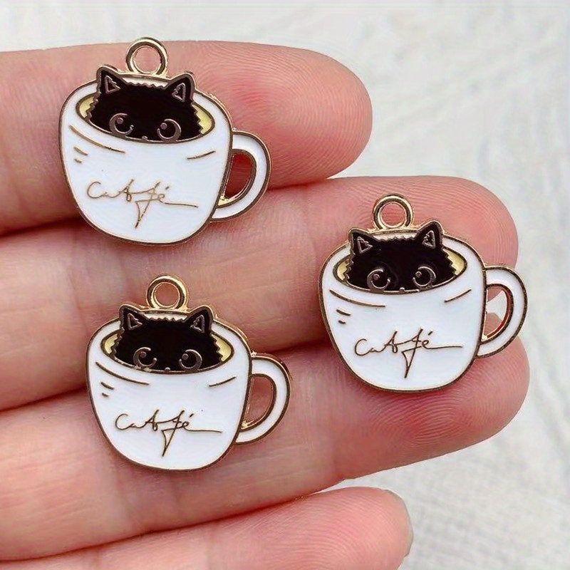 Cute Rabbit Bow Coffee Charms for Jewelry Making Diy Earring