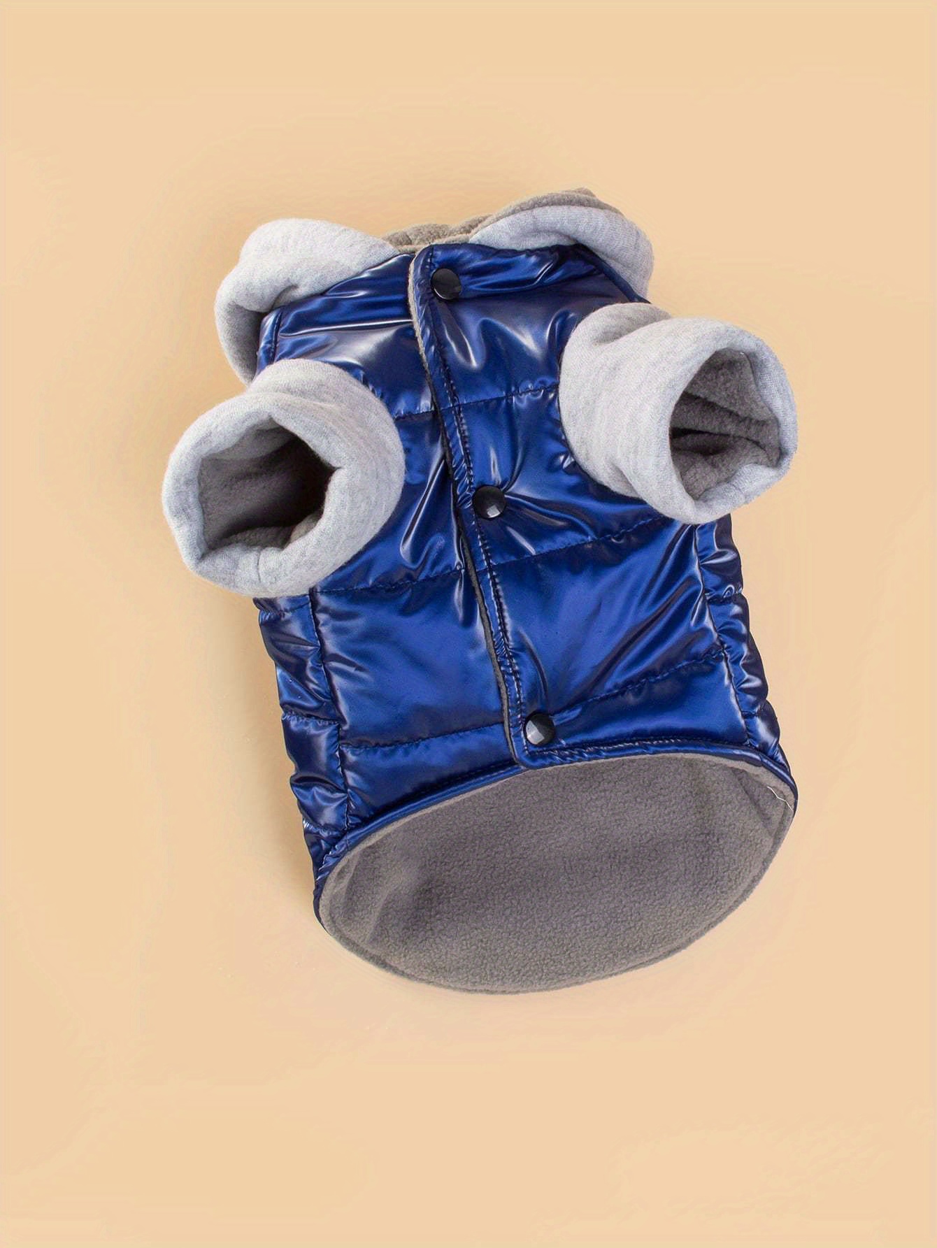 Small Dog Clothes Blue Cotton Padded Dog Coat With Hat Hooded Pet Coat ...