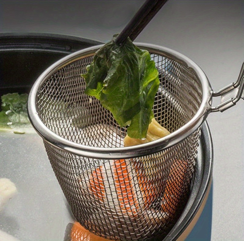 1 Stainless Steel Household Hot Pot Colander, Shabu-shabu Shabu-shabu Mesh  Basket, Noodles And Fried Skewers Filter Basket