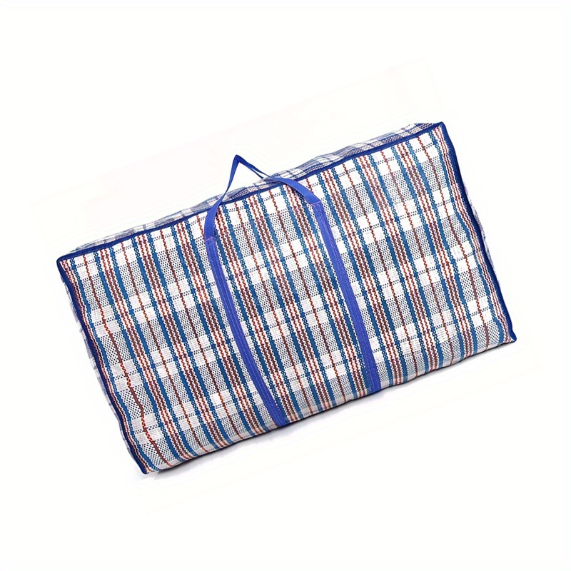 1pc extra large waterproof quilt storage bag   zippered luggage tote with handles for   beach use   checkered laundry bags details 4