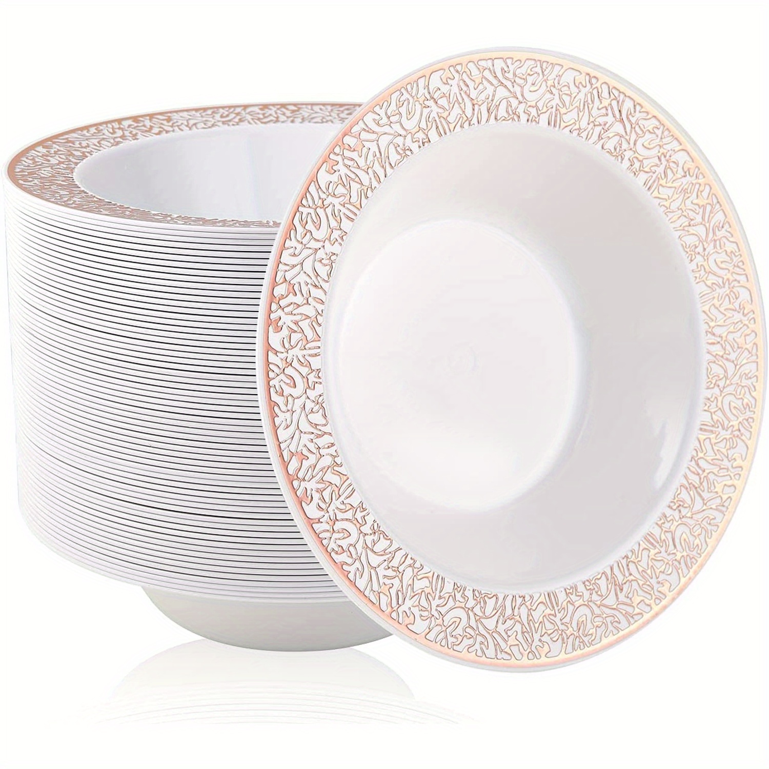 White Bowls Plastic Bowl for Soup Reusable Washable Dinnerware