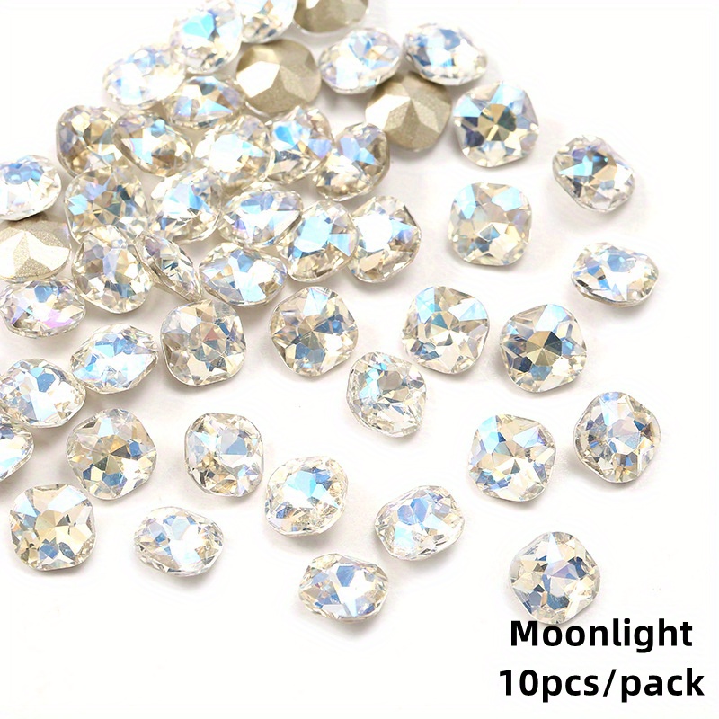 10 pcs Aurora Nail Tips with Diamonds and Rhinestones