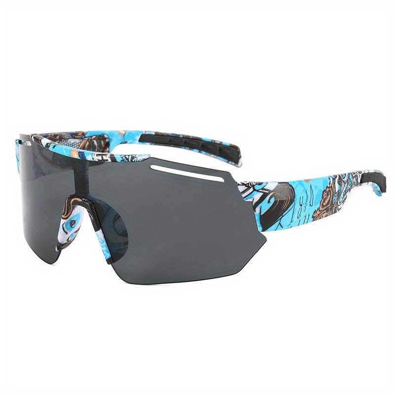 Trendy Cool Large Frame Polarized Sports Sunglasses, Unique Camouflage Frame Sunglasses, for Men Women Outdoor Vacation Travel Decors Pit Vipers