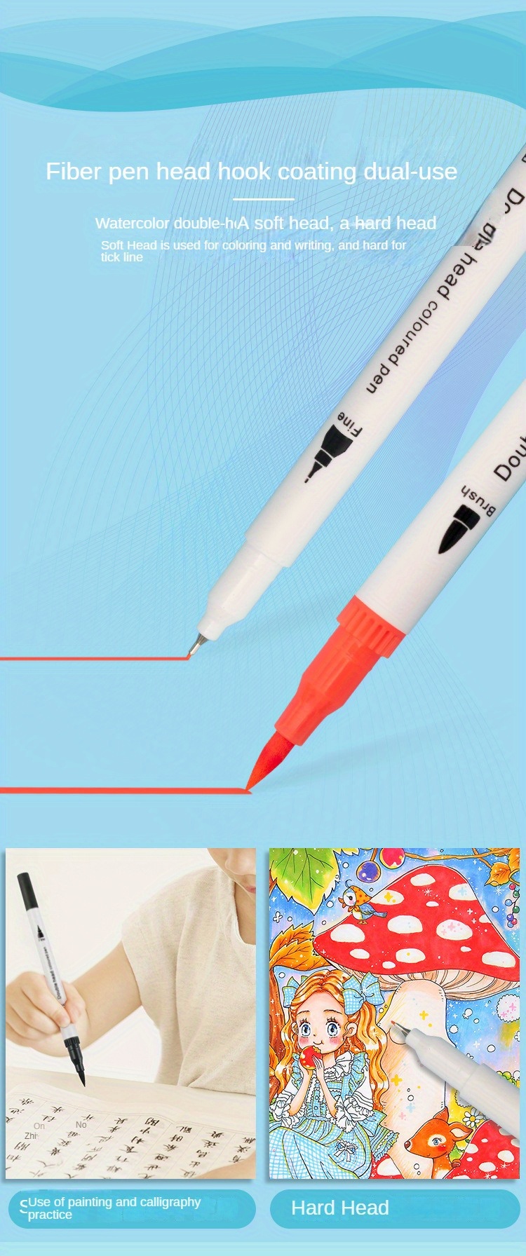 12 color Double ended Manga Art Brush Pen Set Perfect For - Temu