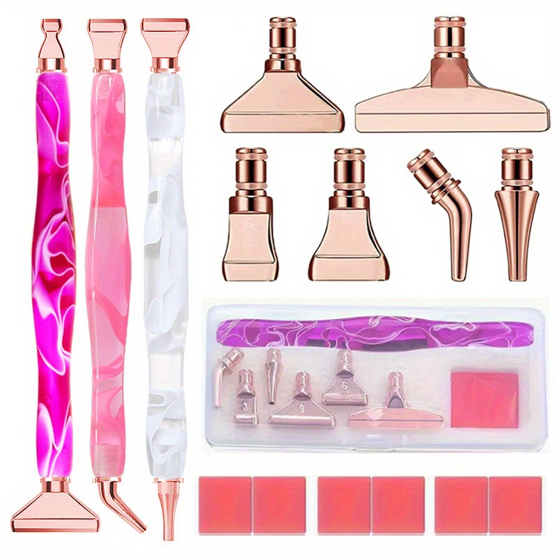  16pcs Rose Metal Tips Diamond Painting Pen Kits, 6pcs Stainless  Steel Tips, 6 Glue Clays, 2 Finger Sleeves , 5D Diamond Painting  Accessories Tools for DIY Craft, Comfort Grip and Faster