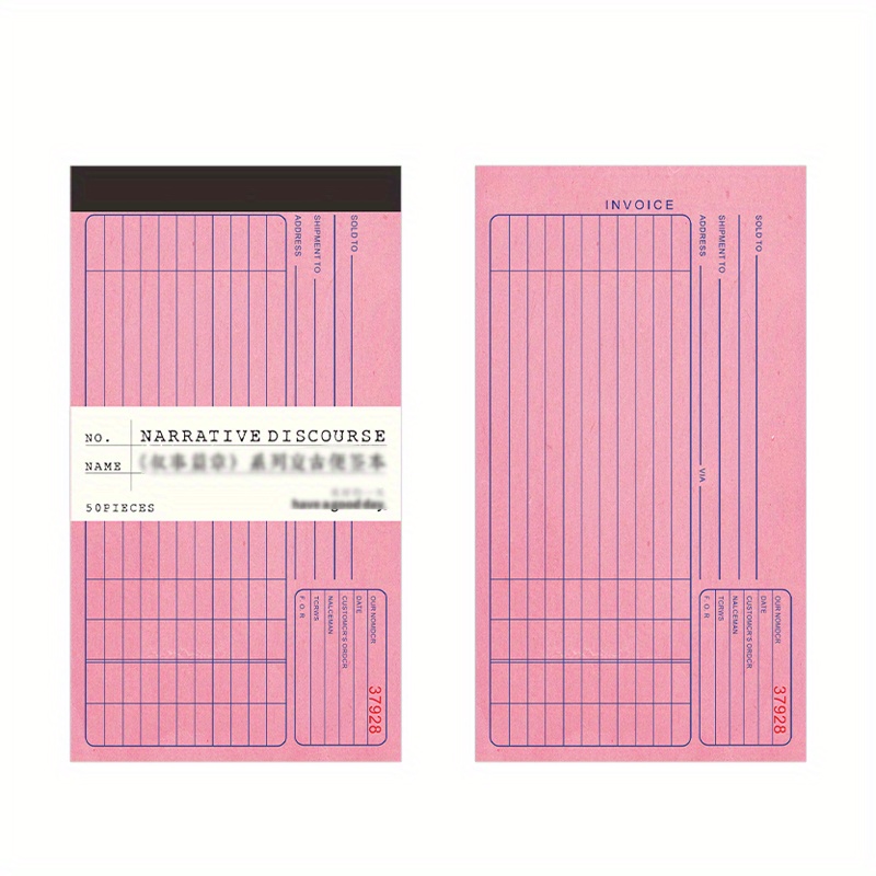 50PCS Retro Bill Memo Pad Narrative Chapter Series Material Decorative Paper