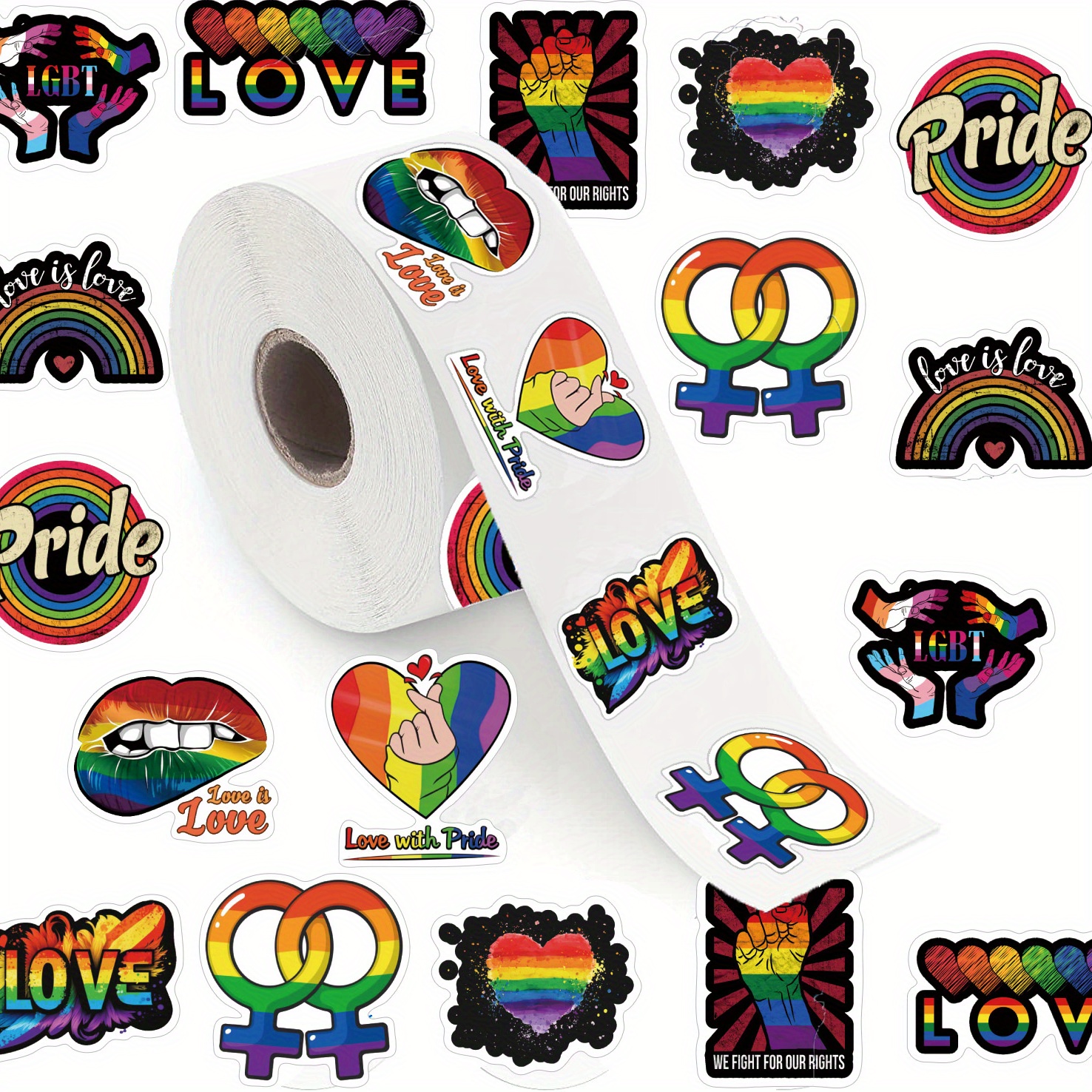 Lgbt Stickers Pride Love Rainbow Decals Rolls Self Adhesive - Temu