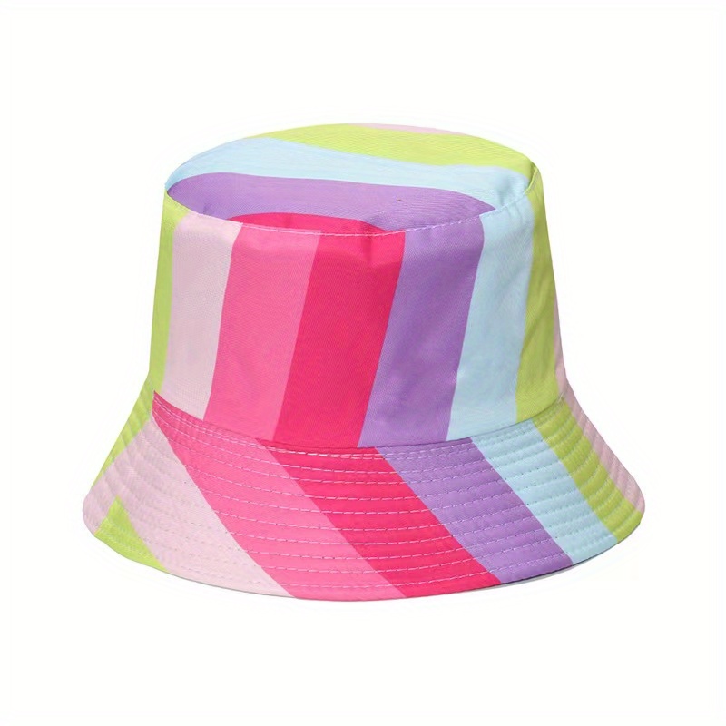Rainbow Striped Bucket Hat LGBT Pride Sunscreen Fisherman Cap