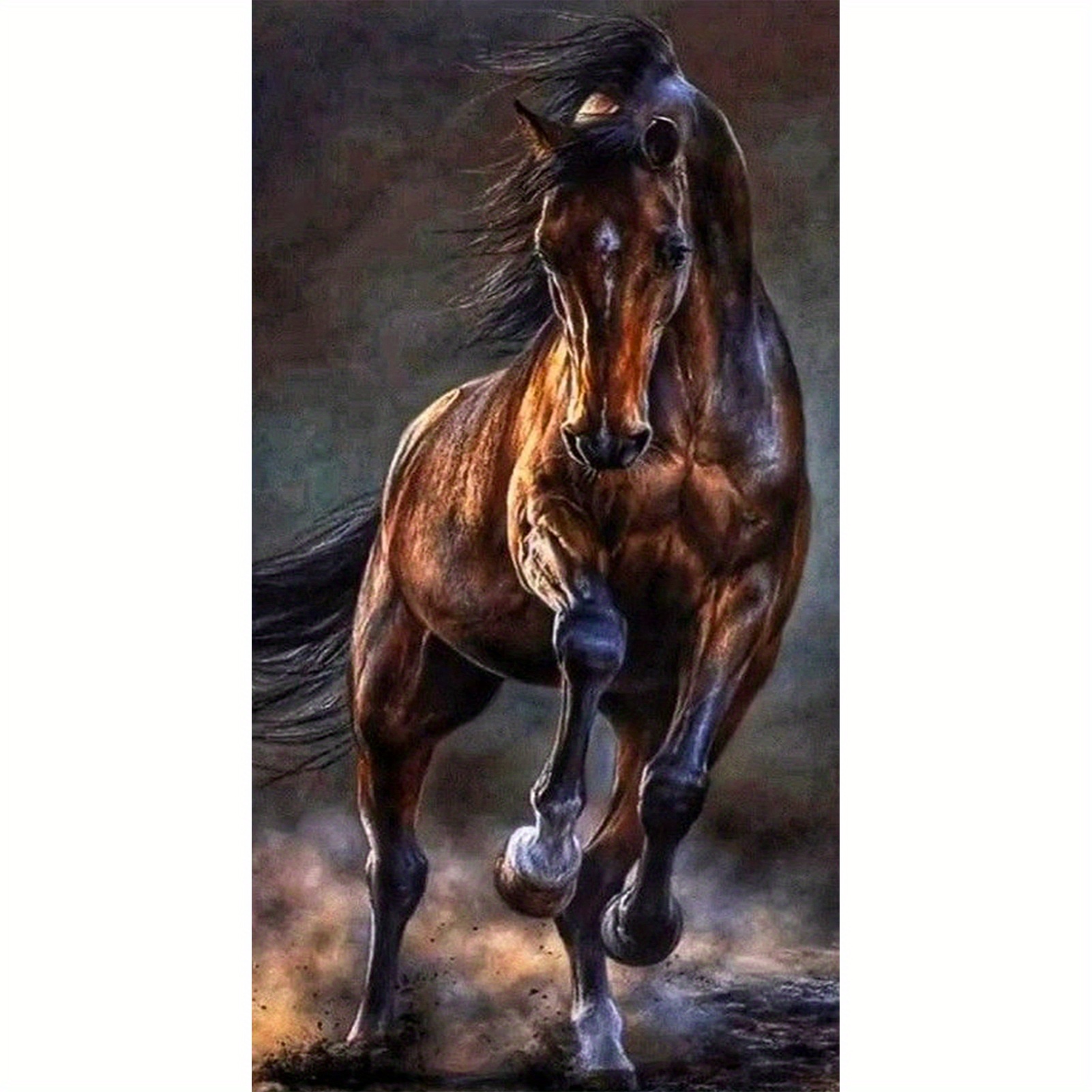 5d Diy Large Diamond Painting Kit For Adult Two Horses Round - Temu