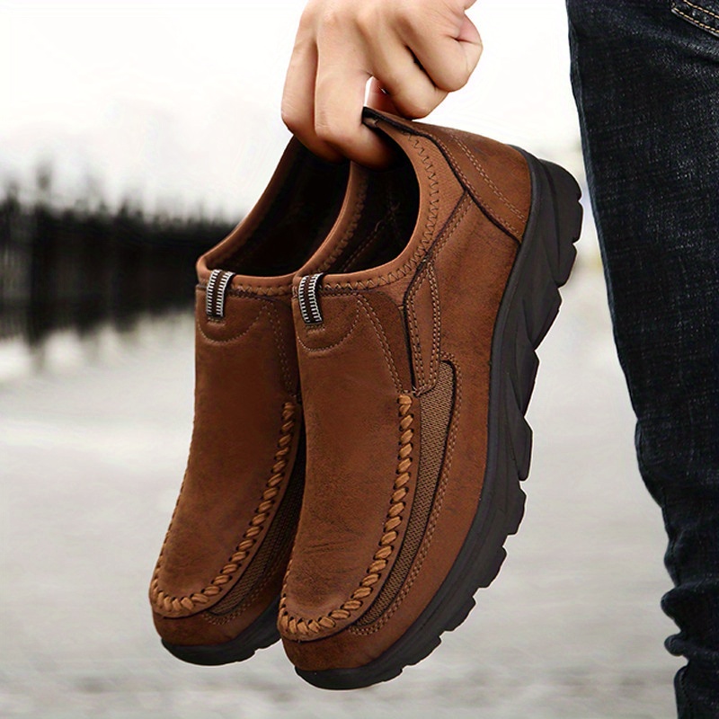 mens vintage loafers wear resistant non slip comfy casual shoes slip on walking shoes details 8