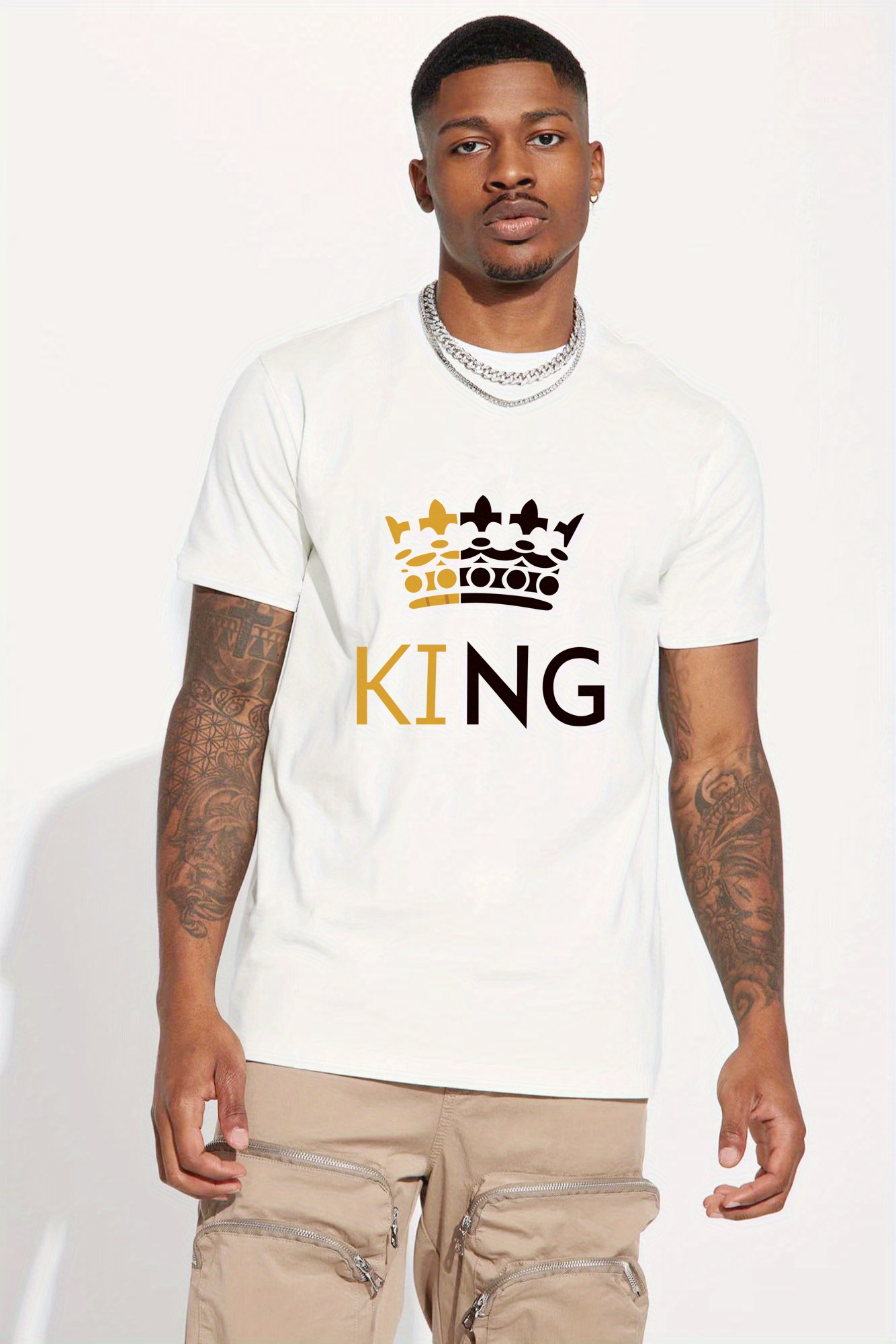 camisetas estampado king moda hombre talla remeras Temu Peru