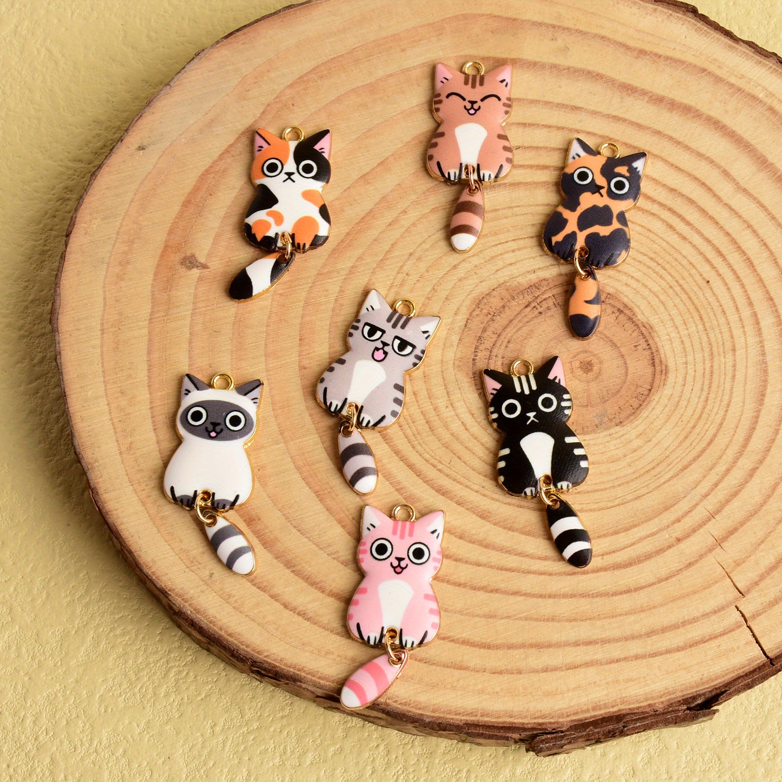 Anime Kawaii Cute Cat Charm Pendant Handmade Diy Earrings - Temu
