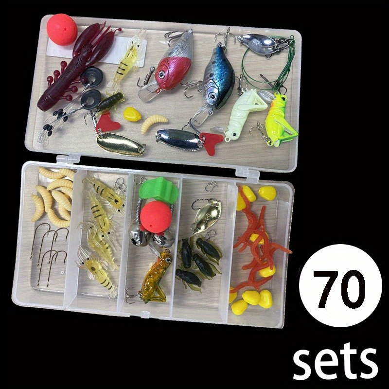 Fishing Lures Tackle Box Trout & Crappie Ice Fishing Gear Kit,Including Jig  Heads,Soft Plastic baits for Panfish,Bluegill, Bass etc Freshwater Fishing  Equipment 