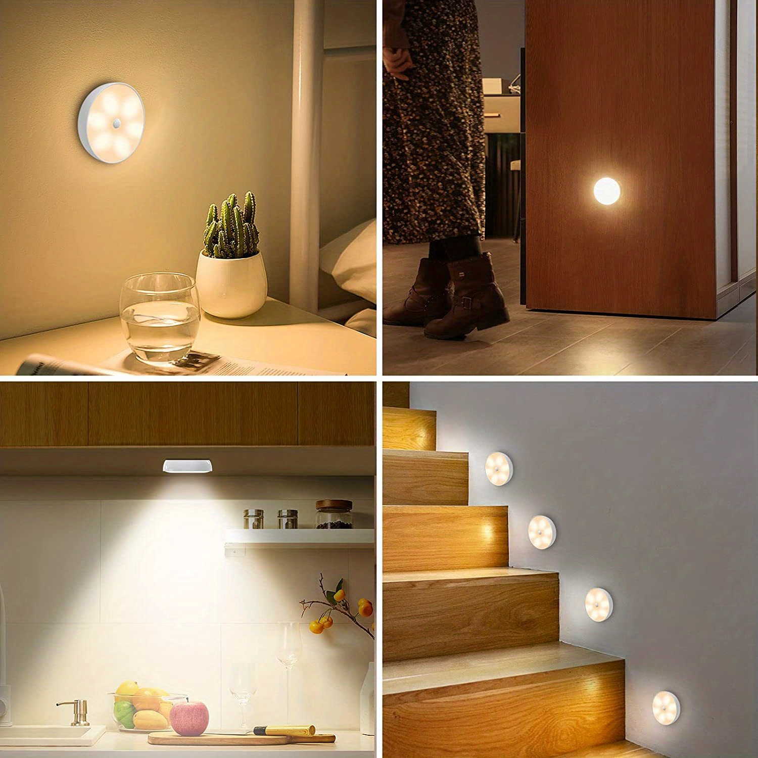 1pc Motion Sensing Light Cordless Battery Powered Led Night Light Closet  Light Stair Light, Hallway, Bathroom, Bedroom