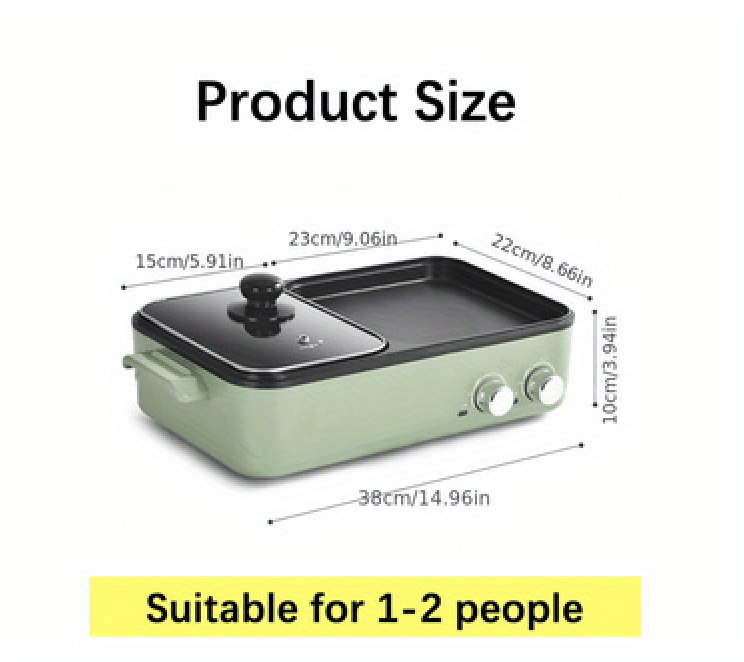 multifunctional cooking pot electric barbecue grill hot pot frying pan 2 speed independent temperature control non stick pan mini hot pot household small baking tray 110v us standard power plug details 5