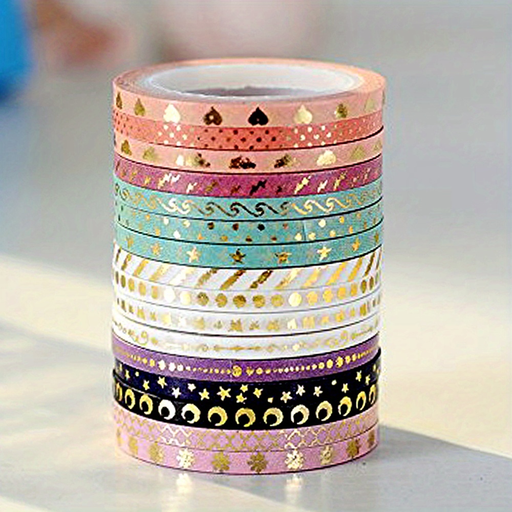 Image of 16 Rolls Of 0.11-inch Wide Washi Tape Suitable For Journals, Scrapbooks, And Decorative Stickers