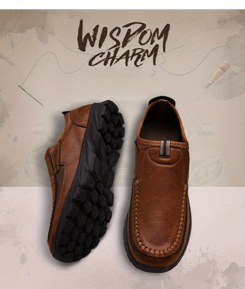 mens vintage loafers wear resistant non slip comfy casual shoes slip on walking shoes details 4