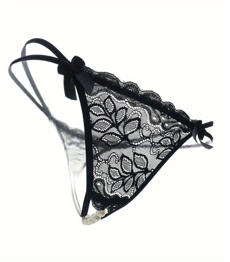 Sexy Floral Lace Thongs With Open Crotch Low Waist Sheer Panties For