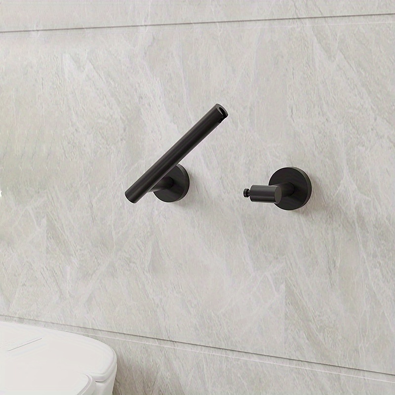 Porte-rouleau de papier toilette noir sur pied, poteau en acier