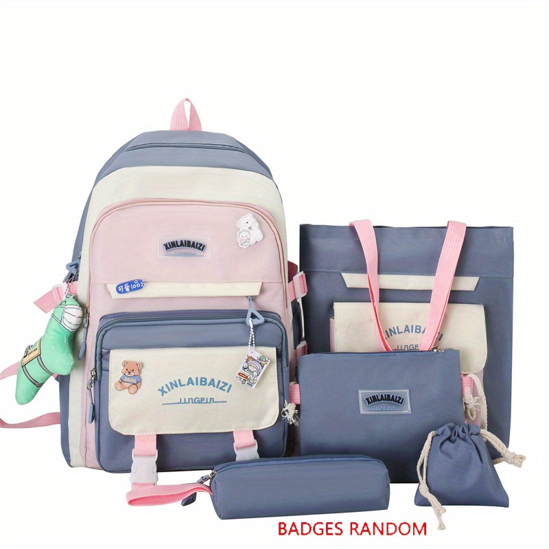 3pca Star Pattern Backpack, Kawaii Preppy School Bag With Crossbody Bag &  Pencil Case - Temu Austria