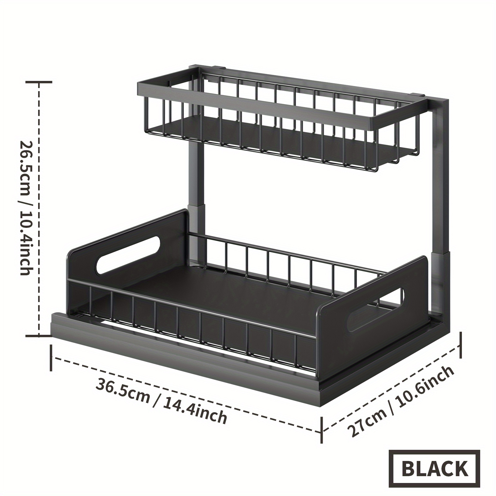 Ryhpez Under Sink Organizers and Storage, 2-Tier Cabinet Organizer Storage  with Sliding Baskets Drawer for Kitchen Bathroom (Black)