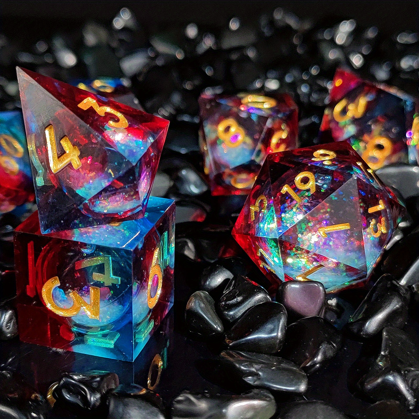 Liquid Core Resin Dice Set Metal Dice Box Sharp Edge Liquid Temu
