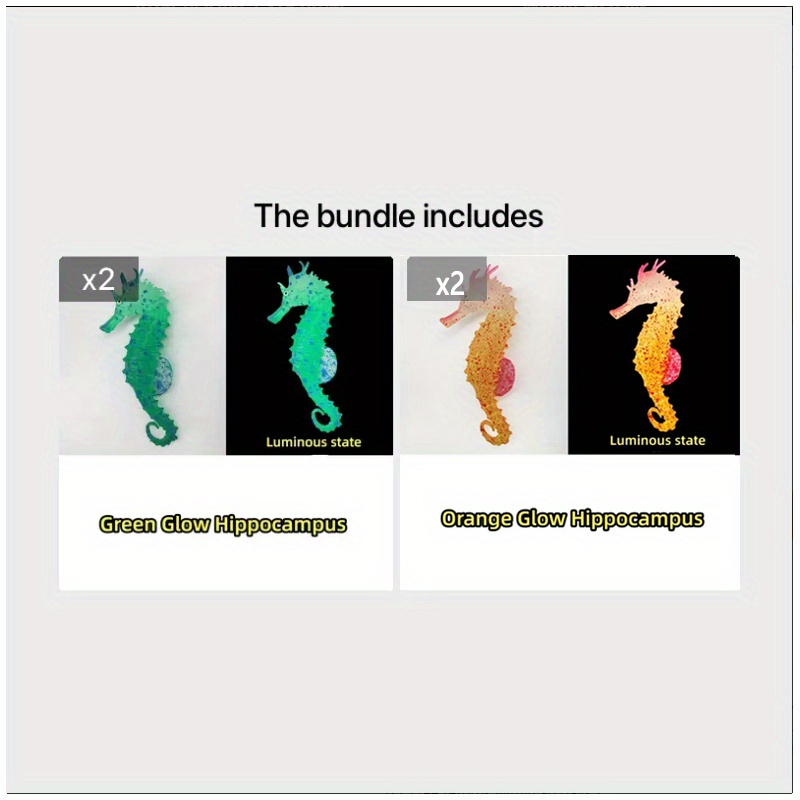 Artificial Seahorse Aquarium Ornament - 4pcs Set