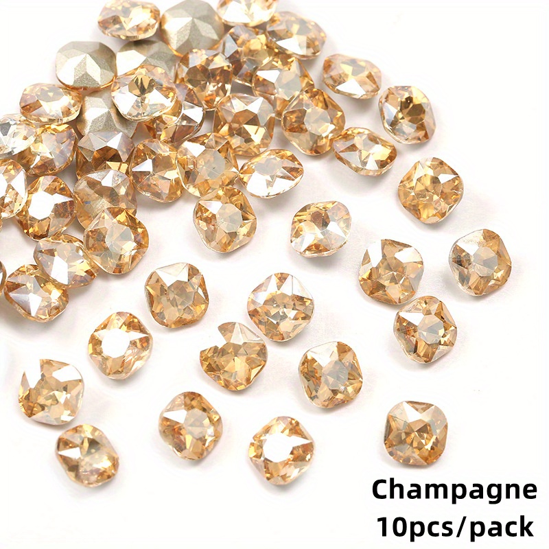 10 pcs Aurora Nail Tips with Diamonds and Rhinestones