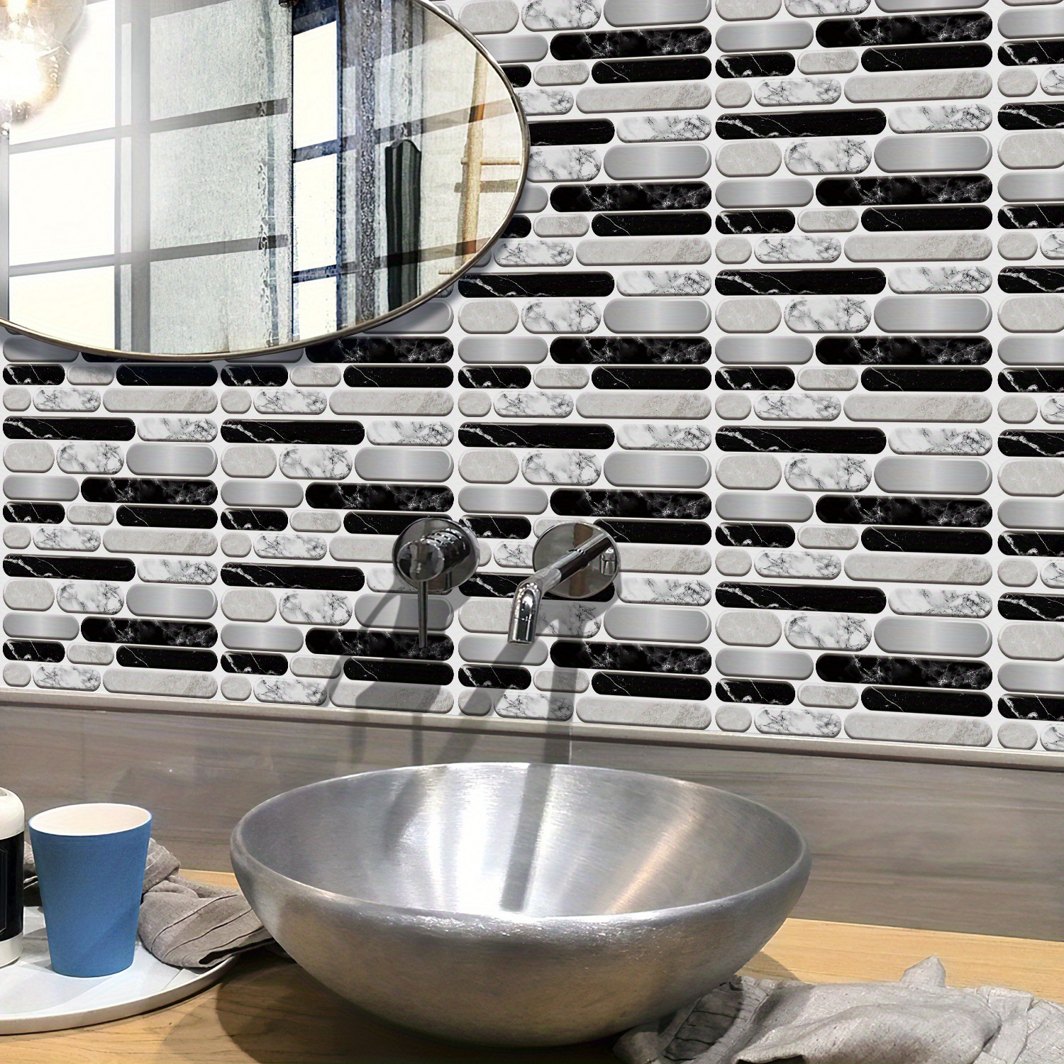 6pcs 3d Retro Imitation Wall Tiles Kitchen Decoration Wall Tiles