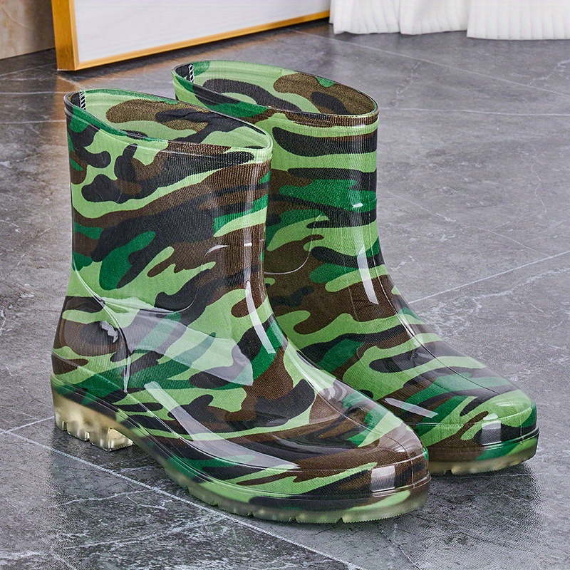 Women Men's Camouflage Rain Boots, Casual Classic Design Thicken Non-slip  Wear-resistant Waterproof Oil Resistant Slip On Rain Shoes For Kitchen Outdo