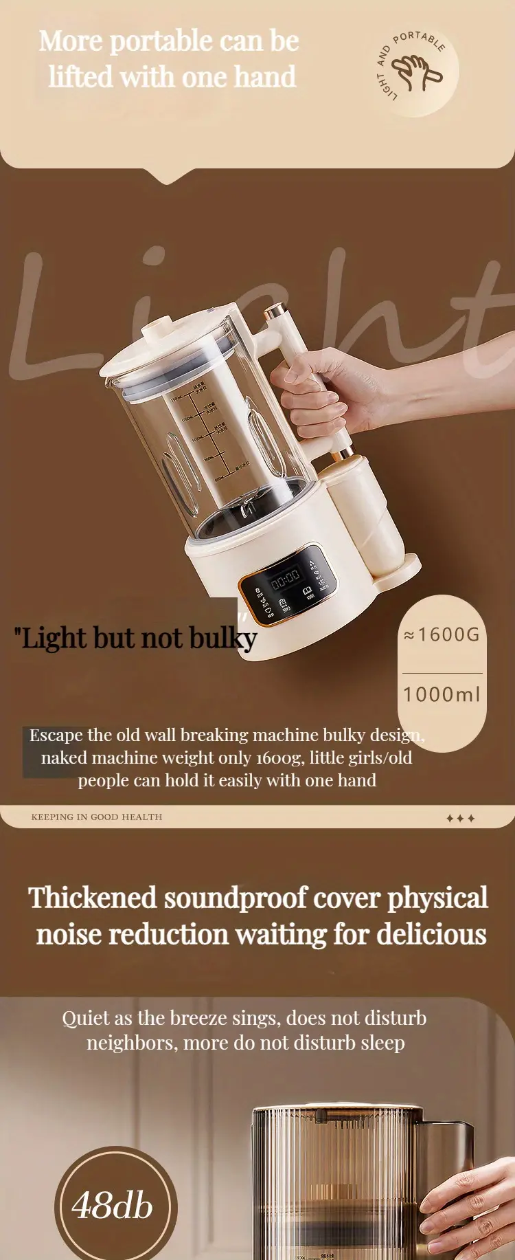 1500ml large capacity blender juice maker high boron glass household heating automatic small soybean milk machine food supplement machine mute and soft sound multi function cooking machine with soundproof cover available for 2 8 people details 4
