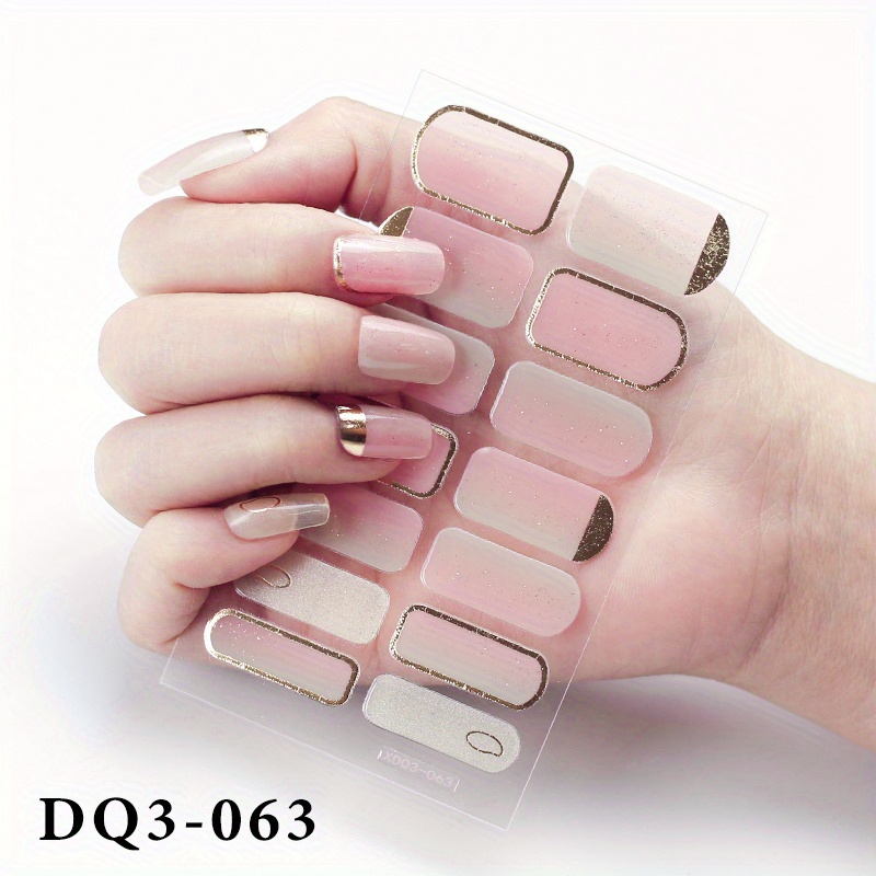 Nail Stickers Pink Style Full Wraps Polish Stickers Self-Ashesive