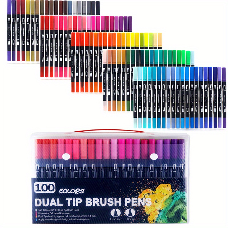 Up To 120 Color Dual Brush Art Markers Pen Fine Tip Brush - Temu