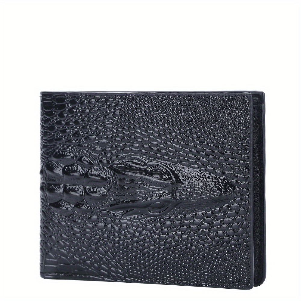 NEW Mens Trifold Croc Wallet Croco Embossed Alligator Skin Print Genuine  Leather (black) at  Men's Clothing store