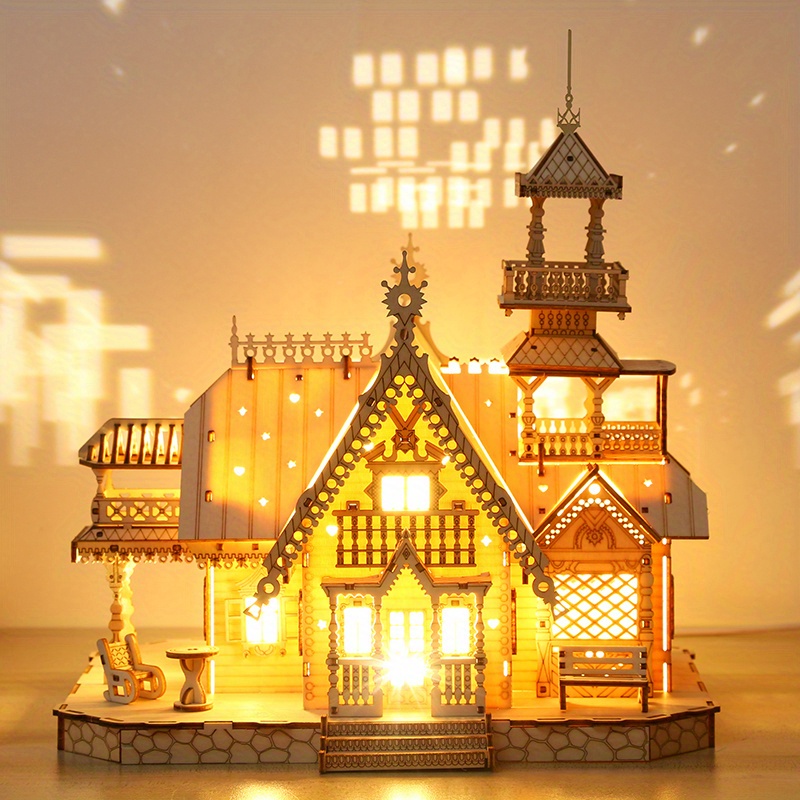 Christmas Wooden Luminous Small Wooden House Decor Small - Temu