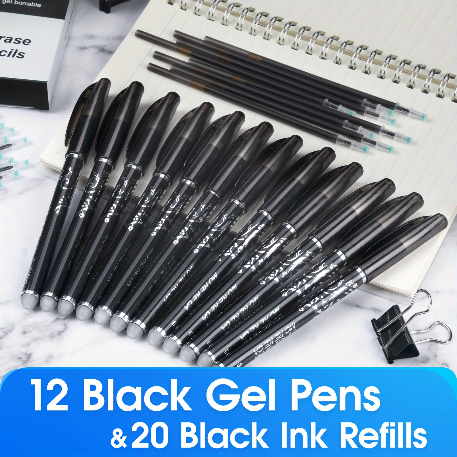 Bolígrafos borrables reutilizables inteligentes originales, bolígrafos  lisos extrafinos de 0,5mm, recarga de tinta negra de
