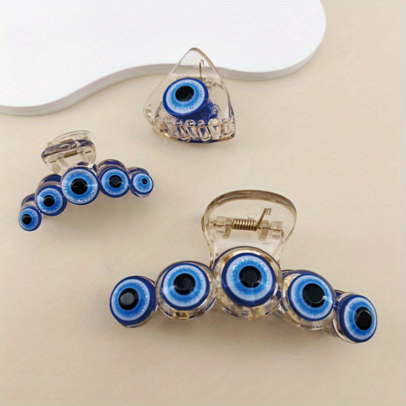 3pcs Non-slip Evil Eye Hair Claw For Secure Ponytail Holding - Turkish Eye Hair Accessories