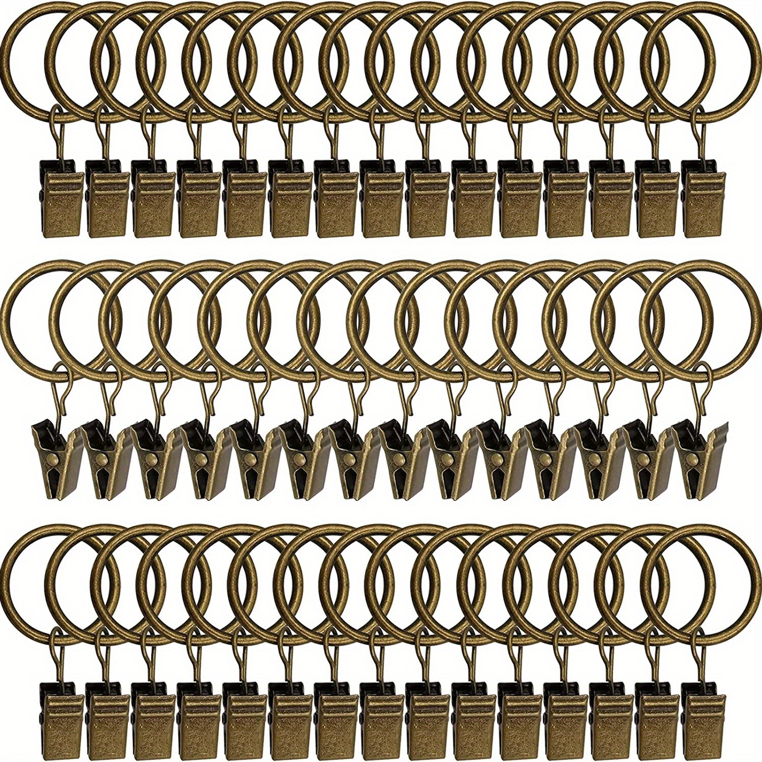 Curtain Rings with Clips 1.5 Inch Set of 20 Heavy Duty Curtain Hooks for  Drapes, Caps, Pictures - Rustproof & Decorative Silver Curtain Rings for  Bathroom, Living and Guest Room - Yahoo Shopping