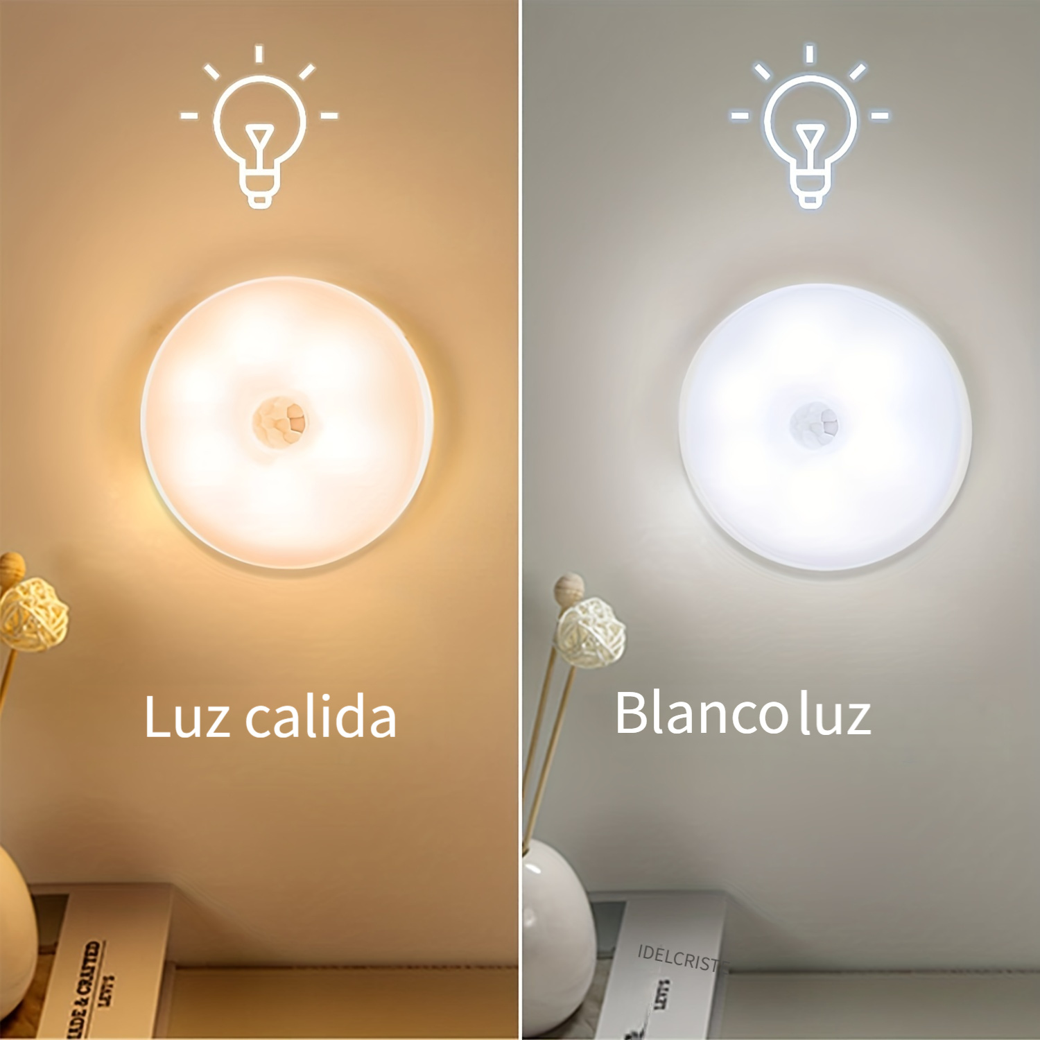 Luz Nocturna, Lámpara Nocturna Recargable con Sensor Movimiento (2