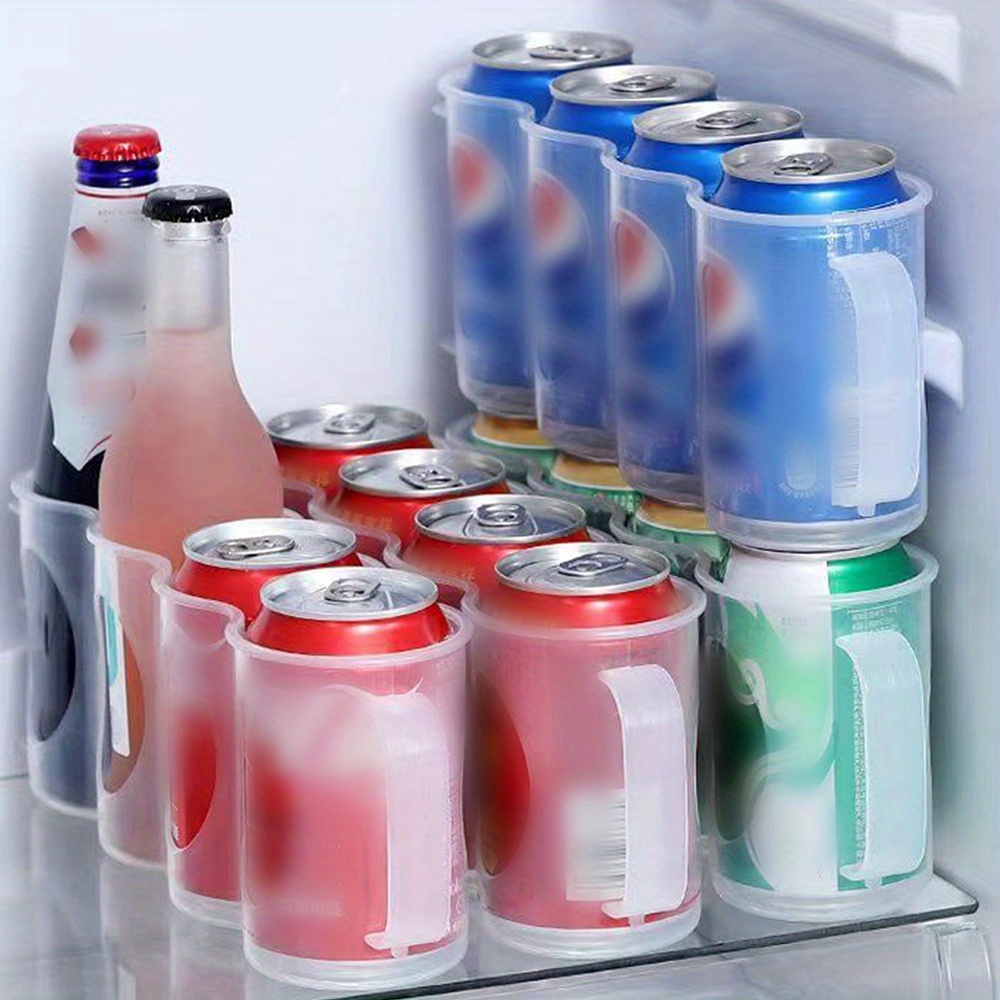 Dispensador de latas de bebidas Dispensador de bebidas rodante Transparente  Estante de almacenamiento de latas de 2 capas para gabinete Encimera Refri  mayimx portabebidas para refrigerador